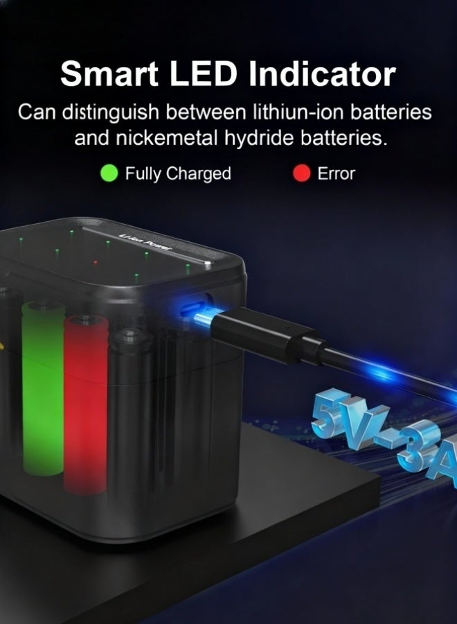 دي بي تي 8-حزمة آ بطاريات ليثيوم قابلة للشحن مع الذكية ليد شحن حالة ، 1.5 فولت 3700 مللي أمبير ، 1300 + دورات ، إب 68 للماء ، متعددة حماية بطارية مجموعة ل البعيد ، اللعب ، لوحة المفاتيح والماوس - Image 5
